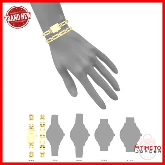 Gold Rectangular Watch Elegant Minimal Chic Adjustable Link Bracelet Japanese